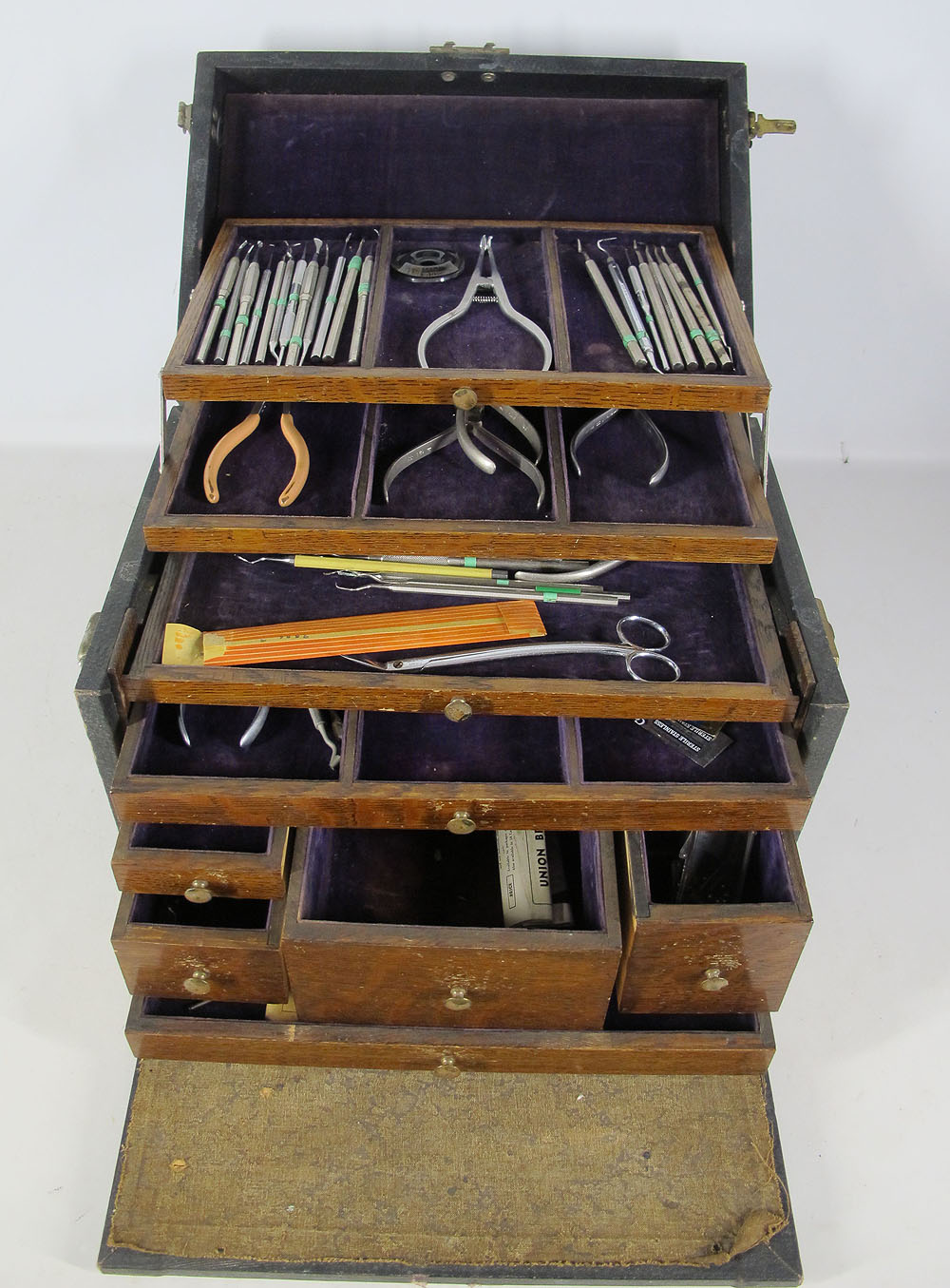 Antique Dental Instrument Case Full of Old Dentist & Laboratory Lab